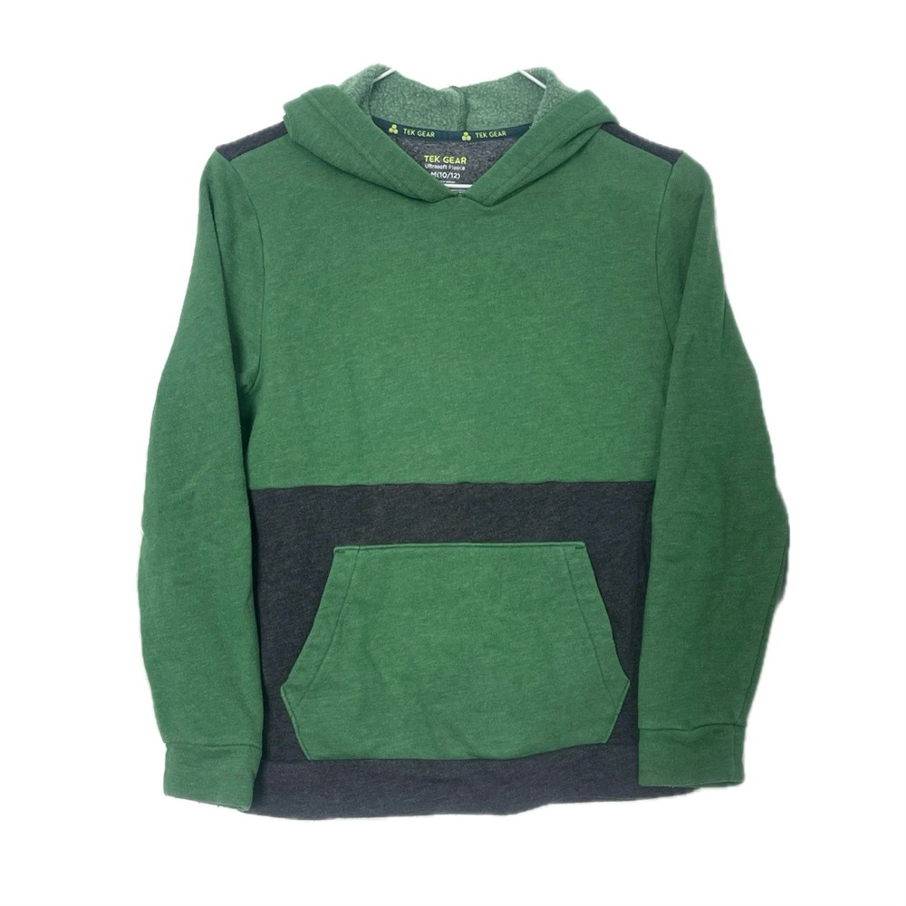 Tek Gear boys youth sweatshirt hoodie pullover size medium 10/12 green gray